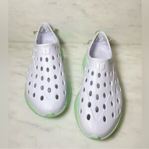 Stylish White and Green Slip-On Shoes